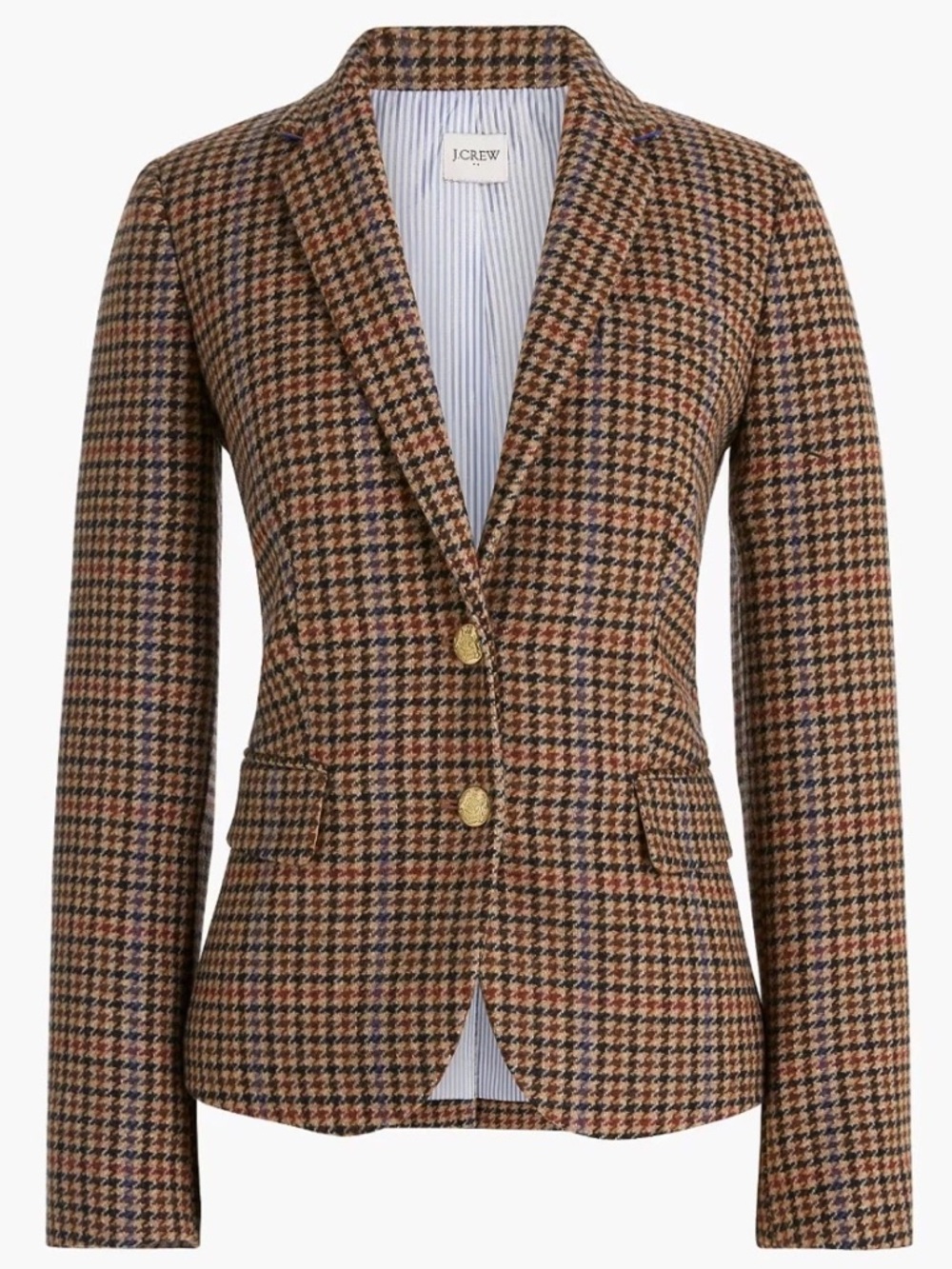 NWT J.Crew Schoolboy Blazer brown houndstooth wool blend Preppy Luxury Size 10